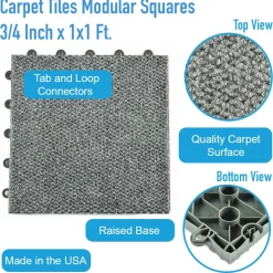 Carpet Tiles Modular Squares 3/4 Inch x 1x1 Ft.