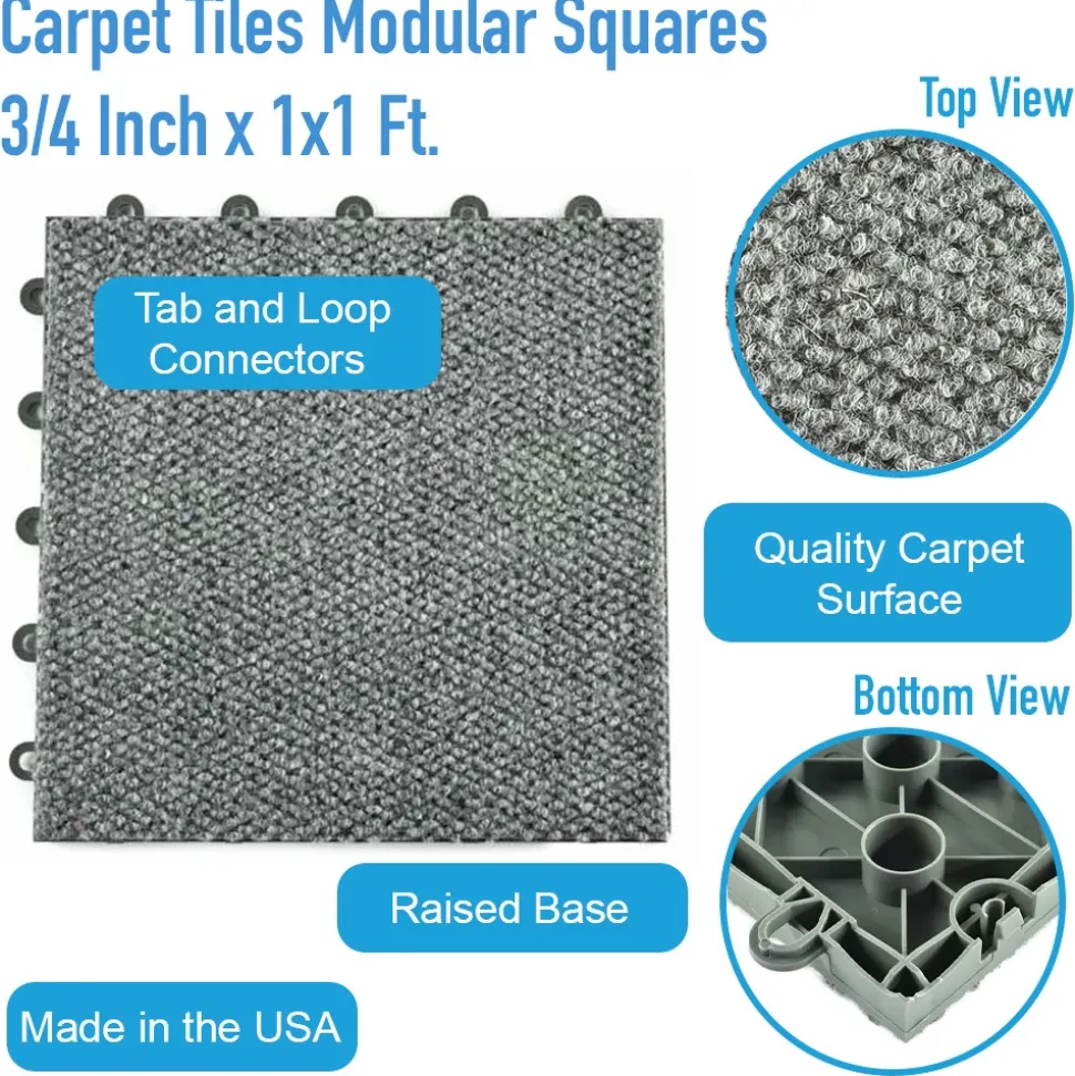 Carpet Tiles Modular Squares 3/4 Inch x 1x1 Ft.