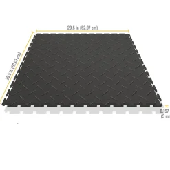 Diamond Plate Garage Tile Black or Dark Gray 8 tiles 5 mm x 20.5x20.5 Inches