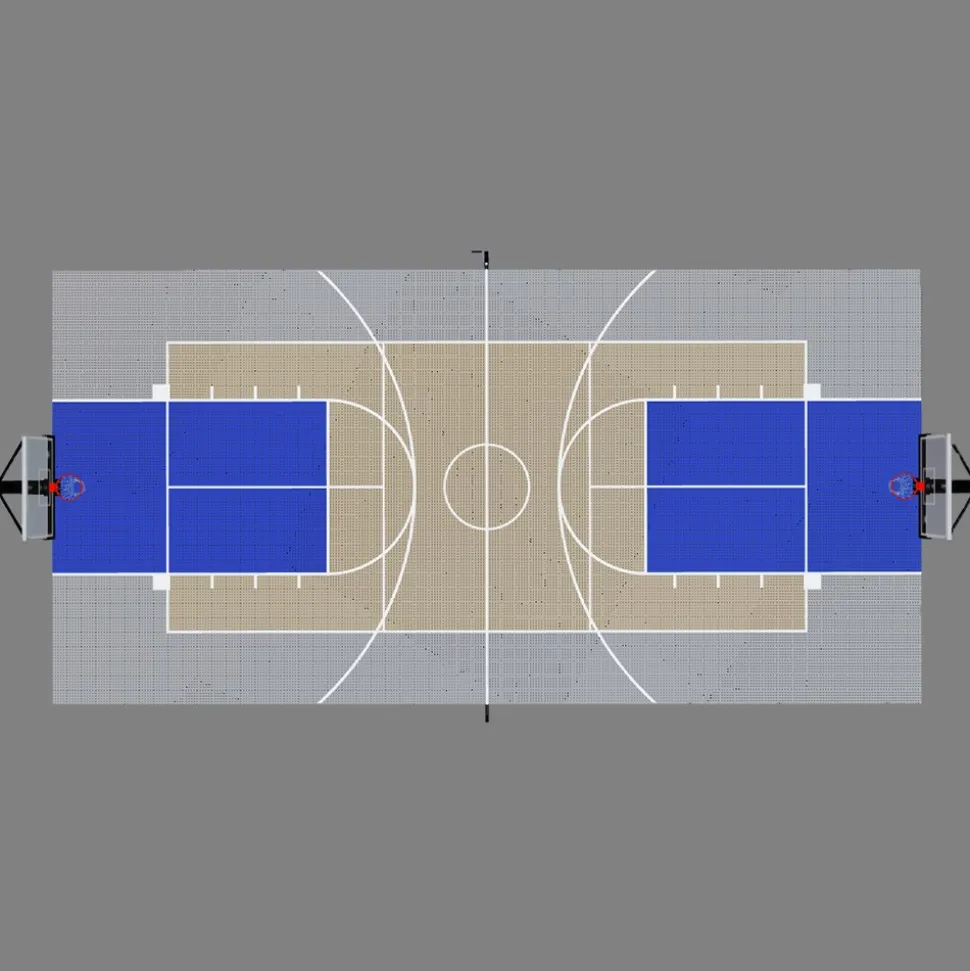 DunkStar BaseCourt Outdoor Tile Kit with Lines 30x60 Ft.