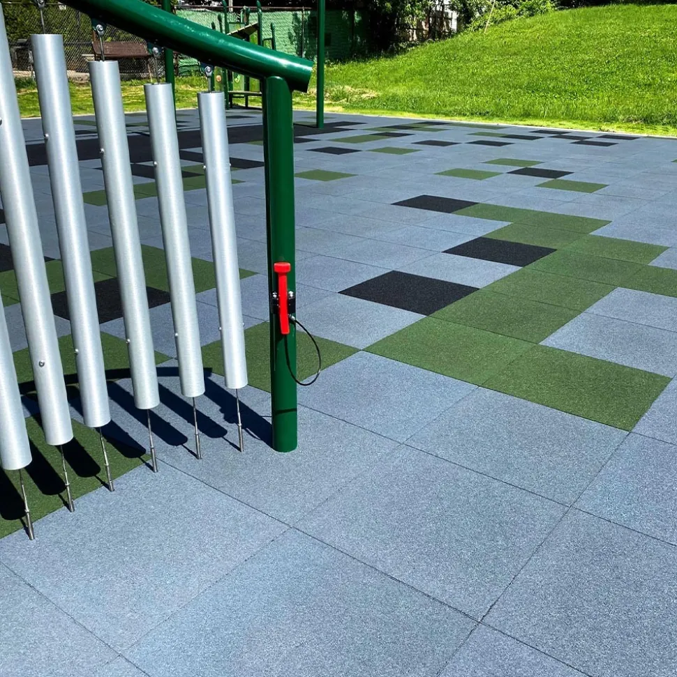 Greatmats Sterling Playground Tile Gray 2.25 Inch x 2x2 Ft.