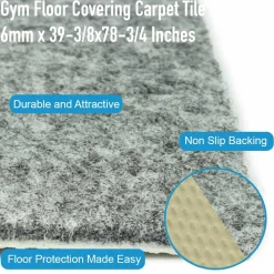 Gym Floor Covering Carpet Tile 6mm x 39-3/8x78-3/4 Inches