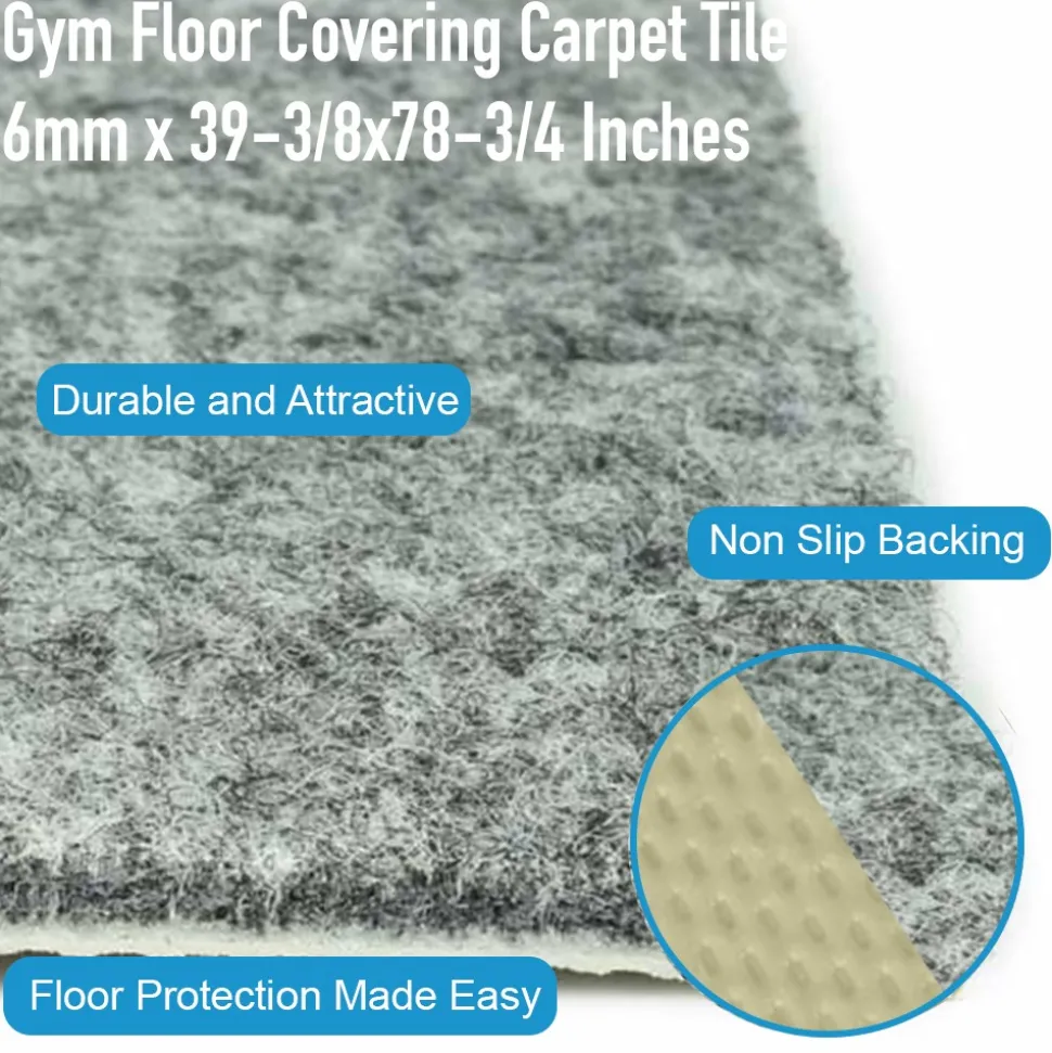 Gym Floor Covering Carpet Tile 6mm x 39-3/8x78-3/4 Inches