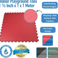 Indoor Playground Flooring Tiles 1-1/2 Inch x 1x1 Meter