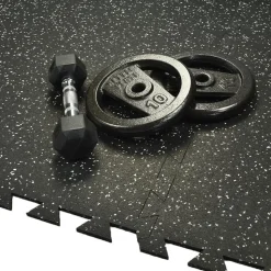 Interlocking Geneva Rubber Tile with Borders 10% Color 3/8 Inch x 35x35 Inch