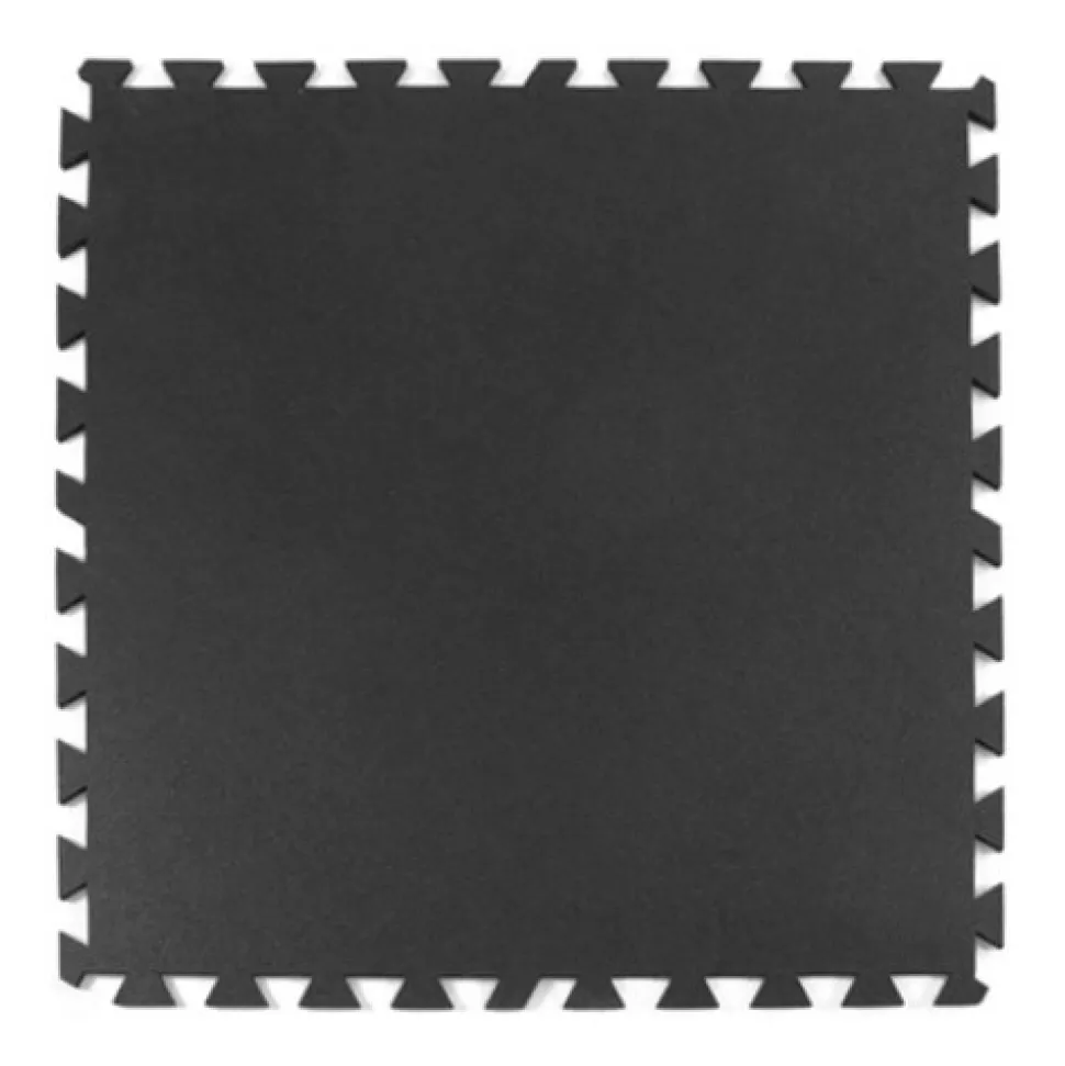Interlocking Geneva Rubber Tile with Borders Black 3/8 Inch x 35x35 Inch