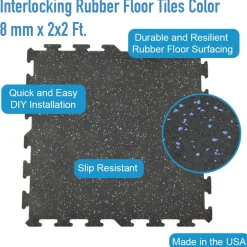 Interlocking Rubber Floor Tile Color 8 mm x 2x2 Ft.