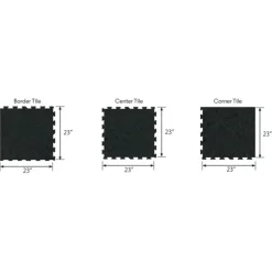 Interlocking Rubber Tile Black 8 mm x 23x23 Inch Eureka