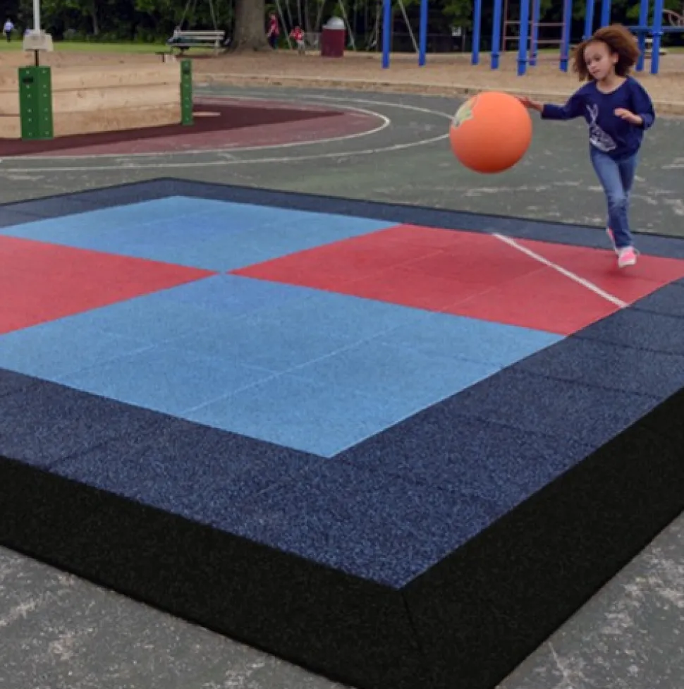 Max Playground Rubber Tile Daybright Colors 2.5 inch x 2x2 Ft. with Quad Blok