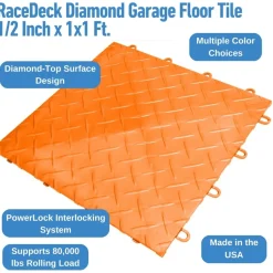 RaceDeck Diamond Garage Floor Tile 1/2 Inch x 1x1 Ft.
