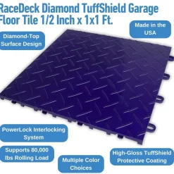 RaceDeck Diamond TuffShield Garage Floor Tile 1/2 Inch x 1x1 Ft.