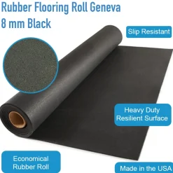 Rubber Flooring Roll Geneva 8 mm Black Per SF
