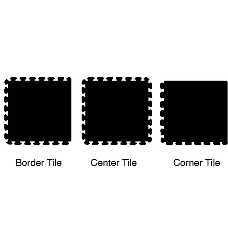 Rubber Tile Interlocking Sport Black 3/8 Inch x 2x2 Ft.