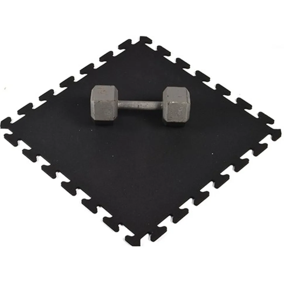 Rubber Tile Interlocking Sport Black 3/8 Inch x 2x2 Ft.