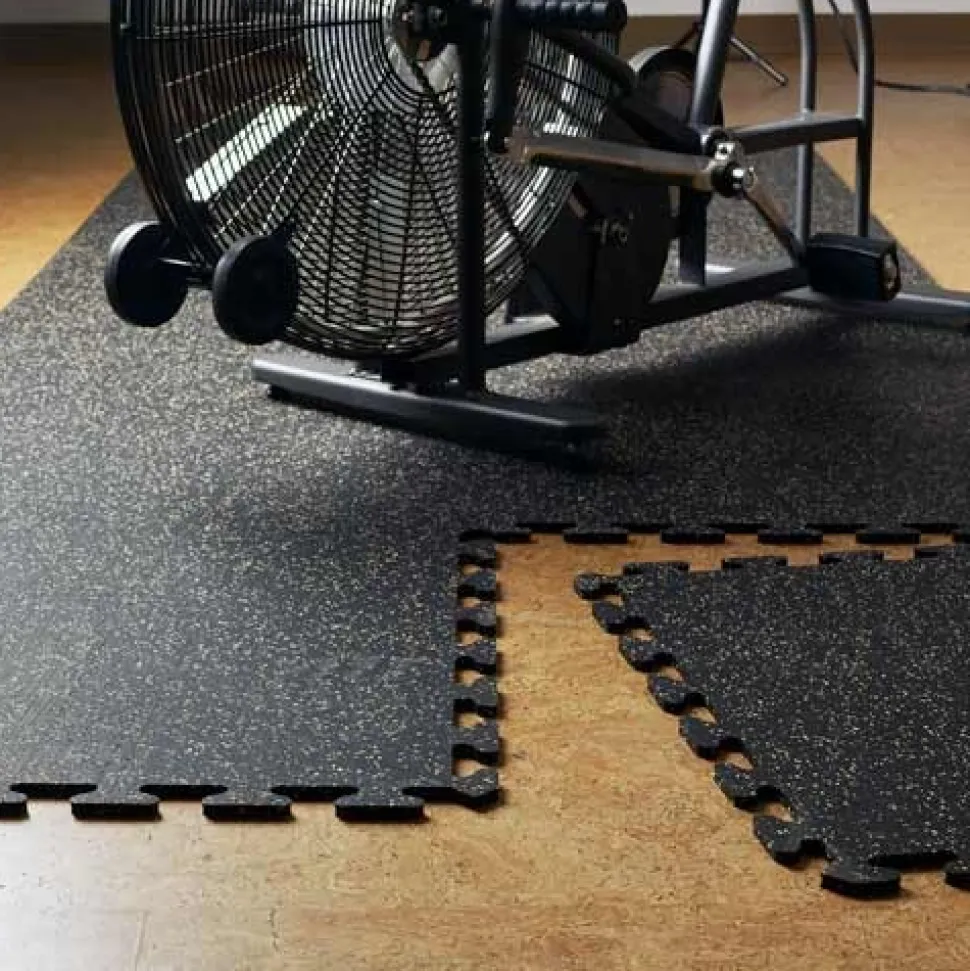 Rubber Tile Interlocking Sport 10% Light Gray 3/8 Inch x 2x2 Ft.