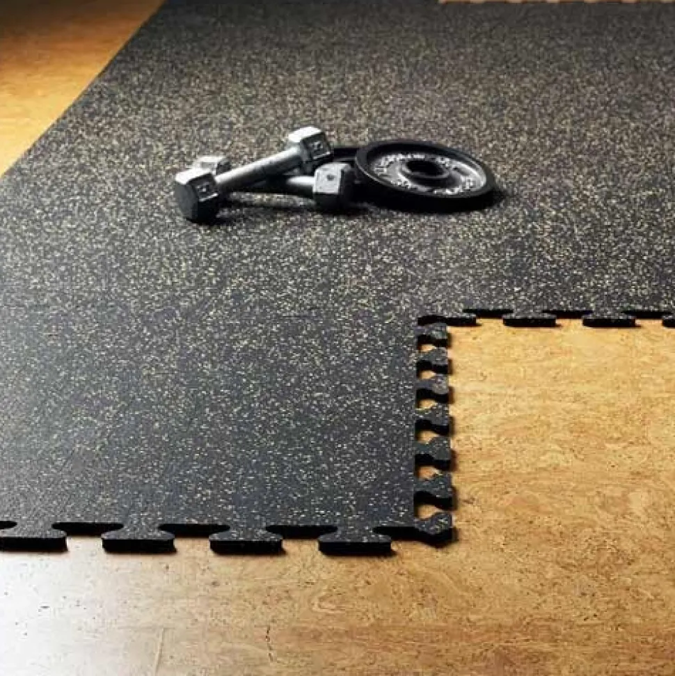 Rubber Tile Interlocking Sport 10% Light Gray 3/8 Inch x 2x2 Ft.