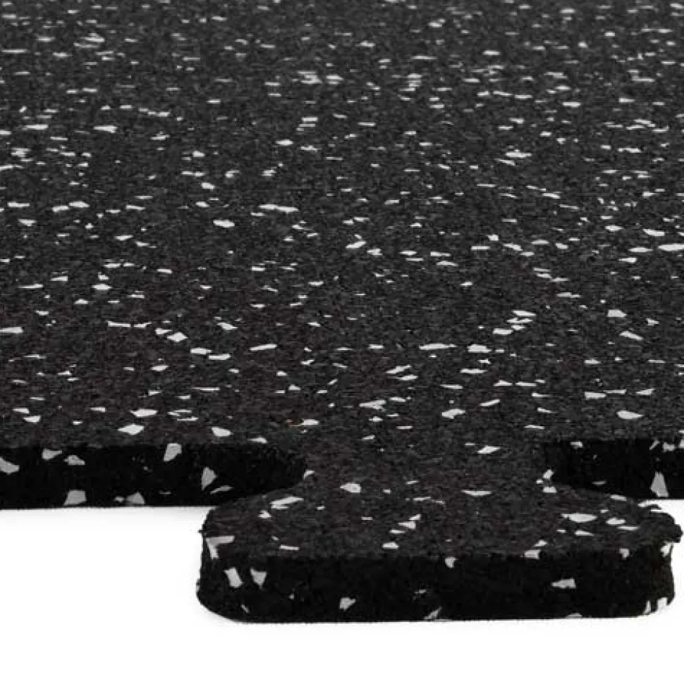 Rubber Tile Interlocking Sport 10% Light Gray 3/8 Inch x 2x2 Ft.