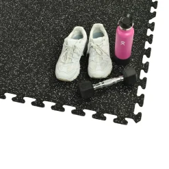 Rubber Tile Interlocking Sport West 10% Light Gray 3/8 Inch x 2x2 Ft.