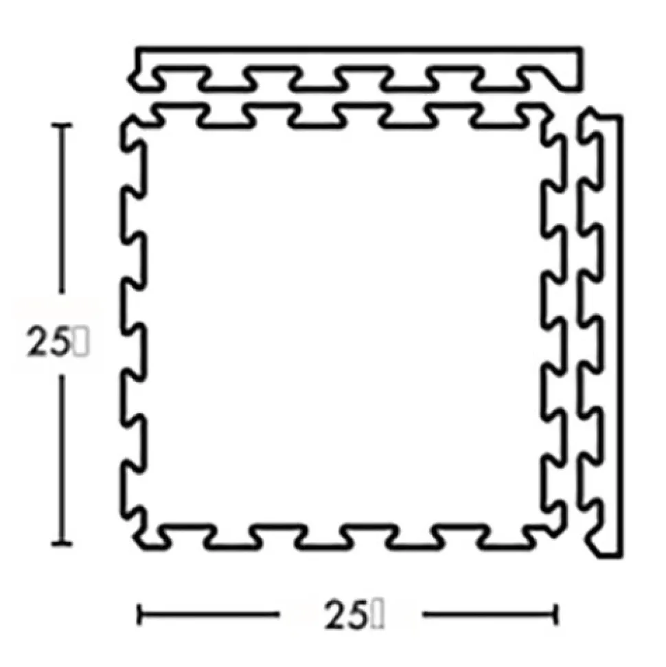 Rubber Tile Interlocks with Borders 10% Color 8mm x 25x25 Inches Pacific