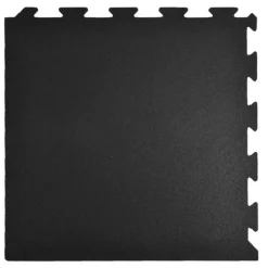 Rubber Tile Interlocks with Borders Black 1/4 Inch x 25x25 Inches Pacific