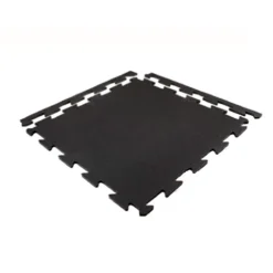 Rubber Tile Interlocks with Borders Black 1/4 Inch x 25x25 Inches Pacific