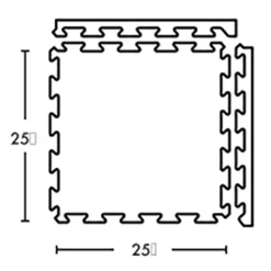 Rubber Tile Interlocks with Borders Regrind 1/4 Inch x 25x25 Inches Pacific