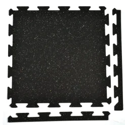 Rubber Tile Interlocks with Borders Regrind 8mm 25x25 Inches Pacific