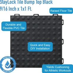 StayLock Tile Bump Top Black 9/16 Inch x 1x1 Ft.