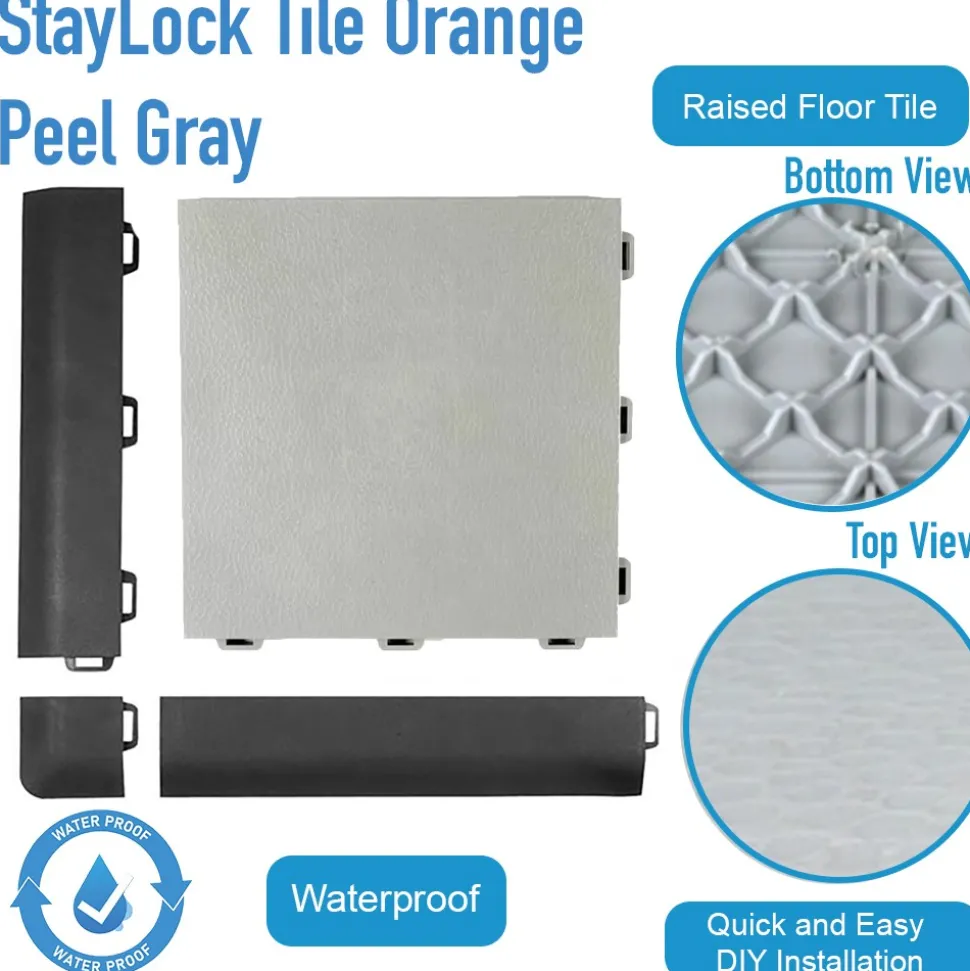StayLock Tile Orange Peel Gray 9/16 Inch x 1x1 Ft.