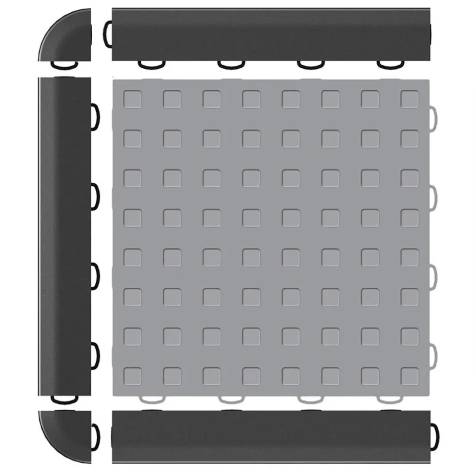 TechFloor Solid Garage Tile with Raised Squares Carton of 10