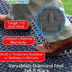 VersaMats Diamond-Versa Tread Black 1/2 Inch x 3x8 Ft.