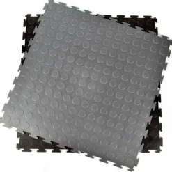 Warehouse Floor Coin PVC Tile Black 1/4 Inch x 19.625x19.625 Inches