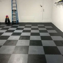 Warehouse Floor Coin PVC Tile Black 1/4 Inch x 19.625x19.625 Inches