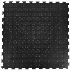 Warehouse Floor Coin PVC Tile Black 1/4 Inch x 19.625x19.625 Inches