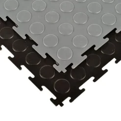 Warehouse Floor Coin PVC Tile Black 1/4 Inch x 19.625x19.625 Inches