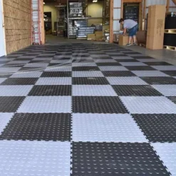 Warehouse Floor Coin PVC Tile Black 1/4 Inch x 19.625x19.625 Inches